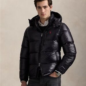 The Gorham Glossed Down Black Jacket Black Polo Ralph Lauren NWT - M